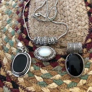 3 piece silver toned necklace charms